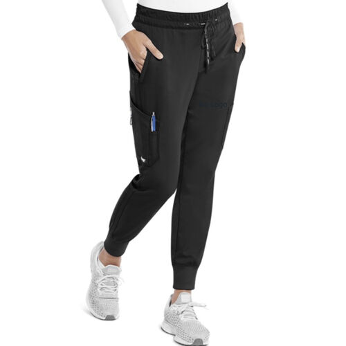 No Logo - Grey's Anatomy PETIT Kira Women's 5-Pocket Modern Fit Double Cargo Knit Cuff Jogger Scrub Pants Thumbnail